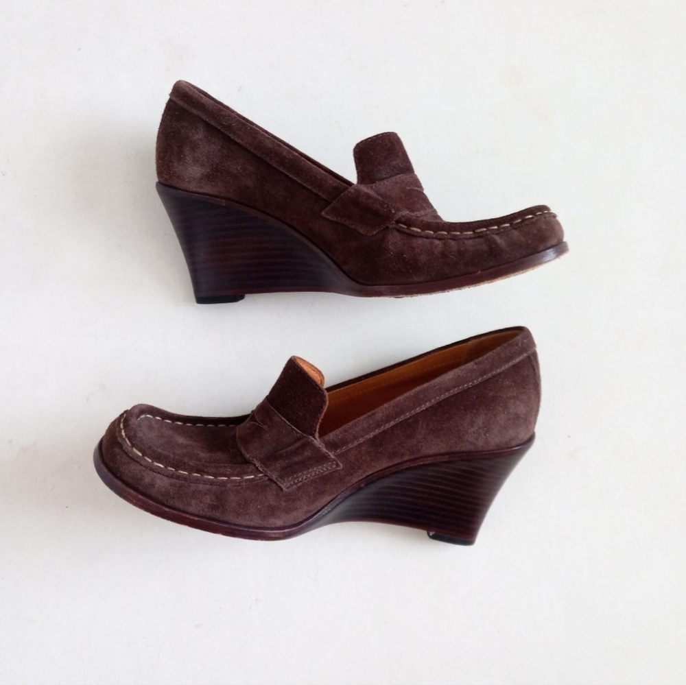 KORS Michael Kors vintage Y2K brown suede leather wedge heels